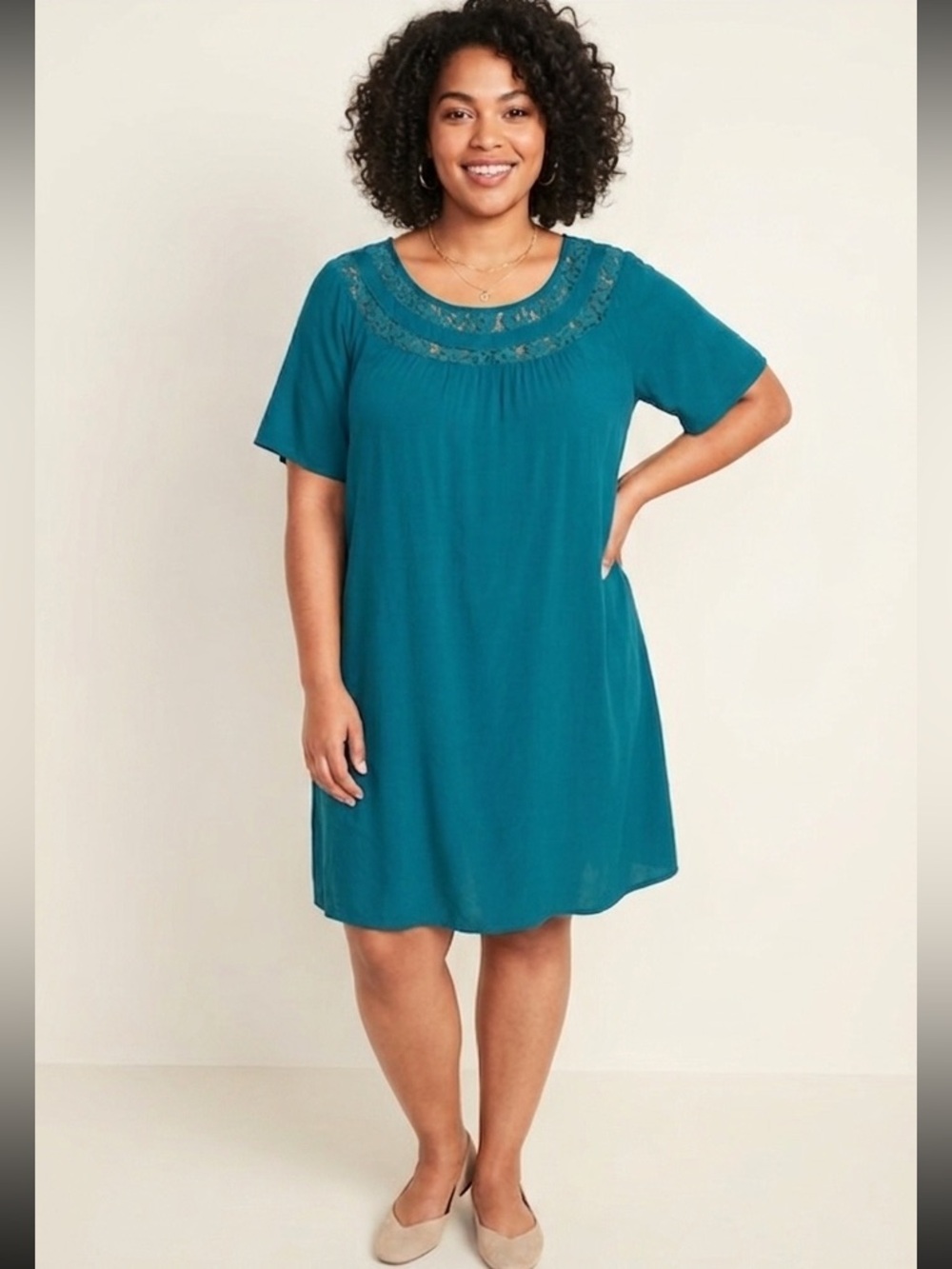 Old Navy Teal Lace Yoke Dress